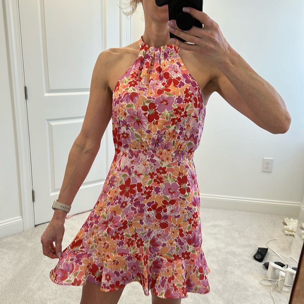 Aqua pink mini dress